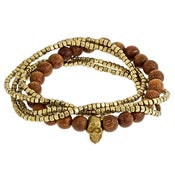 Image of Wood/Skull Beaded Bracelet Set