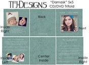 Image of "Damask" CD/DVD 5x5 Trifold Holder - Trifold Card Template - Photoshop Templates for Photograph