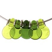 Image of Gradated Green Droplet Discs 5 lampwork necklace