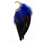 Image of Ear cuff with blue rooster feathers