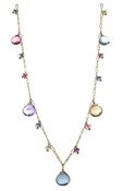 Image of Simple Chain w. Multi Briolettes, Gold Fill w. Pastel Topaz Mix