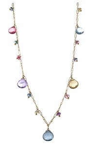 Image of Simple Chain w. Multi Briolettes, Gold Fill w. Pastel Topaz Mix