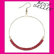 Image of RED LIPSTICK SWAROVSKI HOOPS