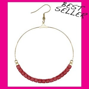 Image of RED LIPSTICK SWAROVSKI HOOPS