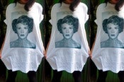 Image of Big Pink White T-Shirt, Blue Andy Warhol Print