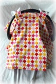 Image of Bright Pink & Yellow Argyle Infant Car Seat Tent