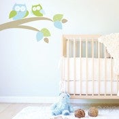 Image of Mommy and Baby Owl Fabric Decal - Removable and Reusable