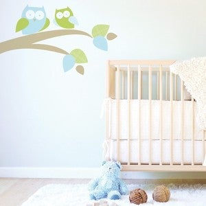 Image of Mommy and Baby Owl Fabric Decal - Removable and Reusable
