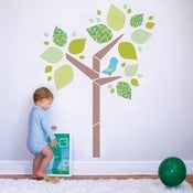 Image of Tree and Bird Fabric Wall Decal - Removable and Reusable