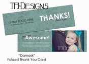 Image of "Damask" Thank You - Folded Business Card Template - Photoshop Templates for Photographers