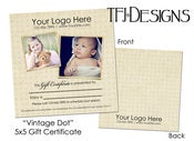 Image of "Vintage Dot" Gift Certificate 5x5 Template - Photoshop Templates for Photographers