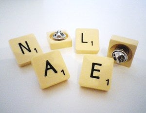 Image of VINTAGE SCRABBLE TILE PIN BADGE