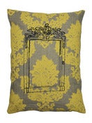 Image of Handmade cushion on natural linen – Mirror Design, yellow