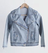 Image of Studded Denim Biker Jacket