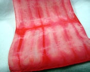 Image of Red and Pink Hand-dyed Itajime Shibori Silk Scarf