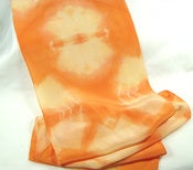 Image of Rich Orange Japanese Shibori Itajime Hand-dyed Scarf