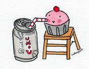 Image of Original Artwork: Mini Watercolor "Cuppie With Diet Coke"