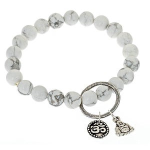 Image of White Turquoise Charmed Bead Bracelet