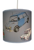 Image of 10" Grey tube shade with blue, cream & green mini's