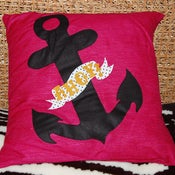 Image of Ahoy! Silk Fuschia Anchor Cushion 