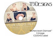 Image of "Butter Cream Damask" 5 Image - CD or DVD Label Template - Photoshop Templates for Photographers - N