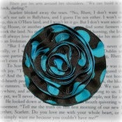 Image of Chocolate & Aqua Dot Ribbon Rosette Hair Clip