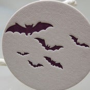 Image of bats, letterpress coasters set of 8