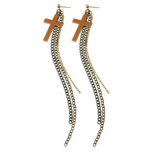 Image of Hana. Shoulder Grazer Cross Earrings