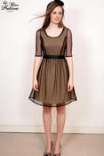 Image of Premium Collection Gorgeous Dotty Mesh Overlay Dress (khaki)