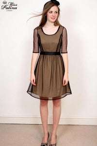 Image of Premium Collection Gorgeous Dotty Mesh Overlay Dress (khaki)