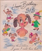 Image of Vintage Greeting Card - Happy Birthday Sis  - 1947