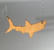 Image of Shark Necklace-Reversible Stainless Steel and Wood 