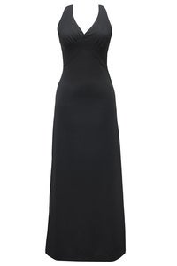 Image of Vintage 1970s Halterneck Black Maxi Dress