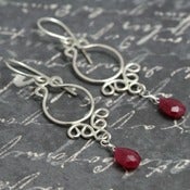 Image of Ornate Ruby Sterling Earrings f09e093