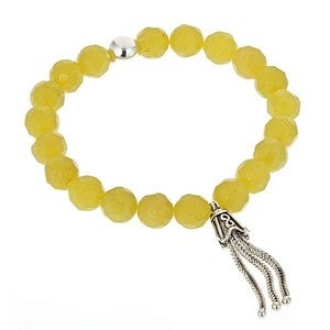 Image of Mala Tassel & Lemon Jade Bead Bracelet