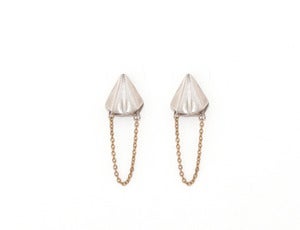 Image of galaga earrings with gold chain