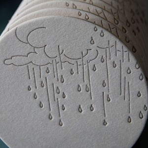 Image of shower, letterpress coasters set of 8