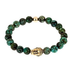 Image of Gold Buddha & Turquoise Bead Bracelet