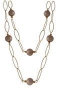 Image of Oval Link Necklace w. Champagne Pearl, Gold Fill & Vermeil 