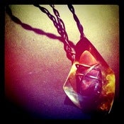 Image of AXIS Wire Wrapped Tumbled Stone Pendant on Braided Leather Cord
