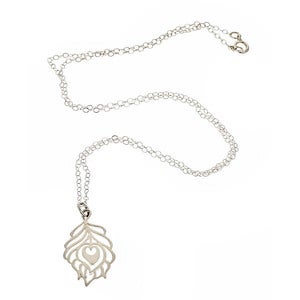 Image of Silver Peacock Feather Necklace