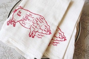 Image of Butcher's Diagram of a Pig - floursack towels