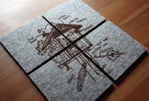 Image of sweet cuckoo clock diagram felt coasters