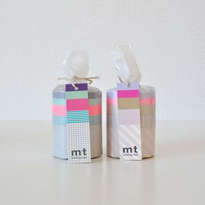 Image of Set de masking tape Sweet carreaux gris et rayé rose
