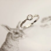 Image of platinum 3.8mm rose cut diamond ring {floral carved}