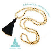 Image of YogaBe Gemstone Mala Necklace - Calcite & Lotus Seed