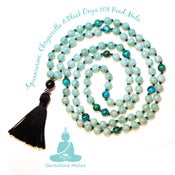 Image of YogaBe Gemstone Mala Necklace - Aquamarine, Chrysocolla & Black Onyx