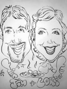 Image of BLACK & WHITE CARICATURES FROM PHOTOS (Couples) Sent to your home 11x14