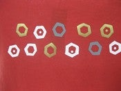 Image of ruby organic cotton infants t-shirt with gold, white and grey textile vinyl print