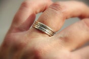 Image of Sterling Silver Stackable Textured Rings, Set of 4, Hammered shiny bands, Made to order in your size